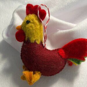 Chicken Wool Felted Christmas Ornament